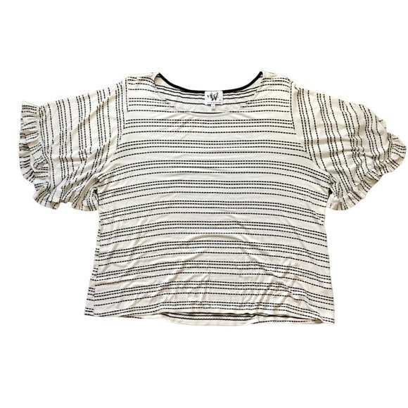 W by Who‎ Wear What When Where Women's Rayon Blend Ruffle Sleeve Top Size Large - Picture 1 of 7